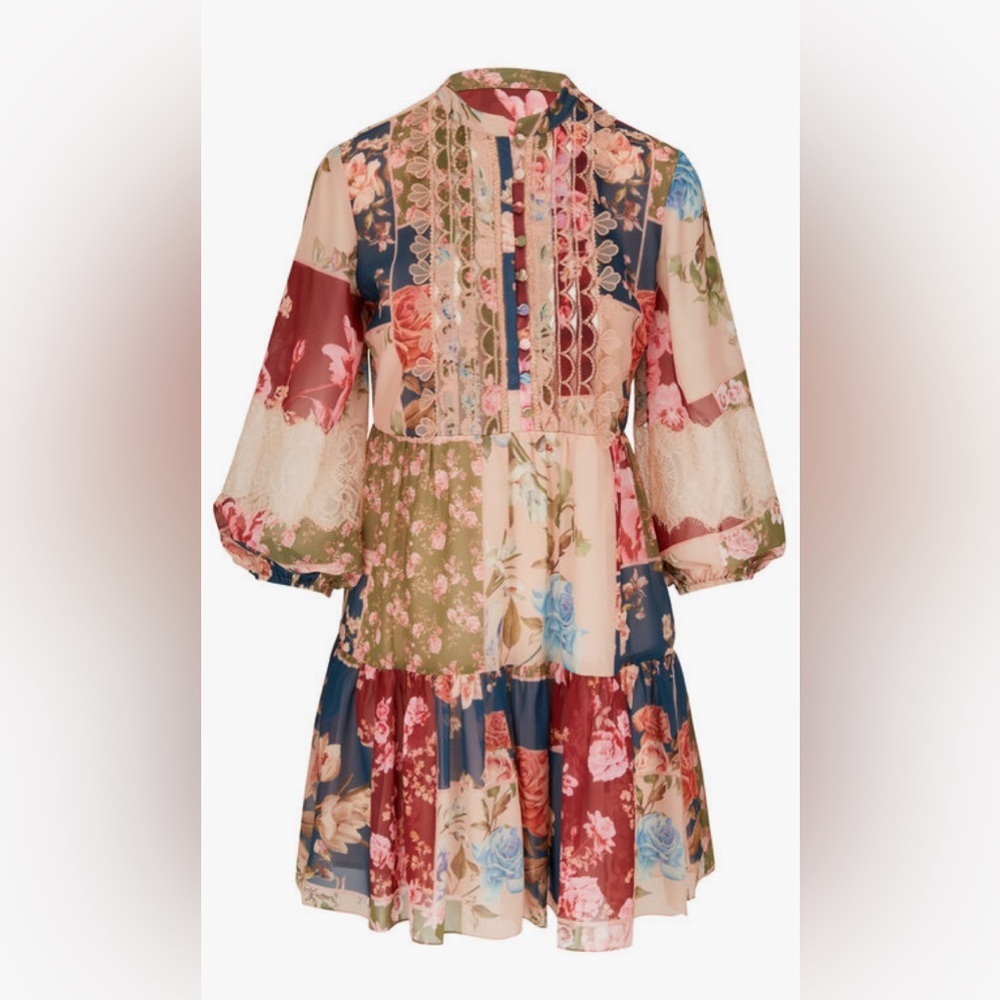 Euc Sachin + Babi-Moyer Floral Patchwork Multicolor Dress. Size S